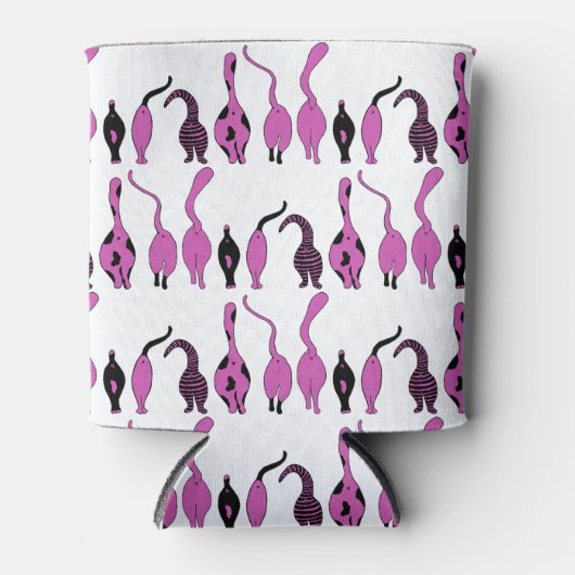 Lila Cat Hintern Muster Dosenkühler (Vorderseite)