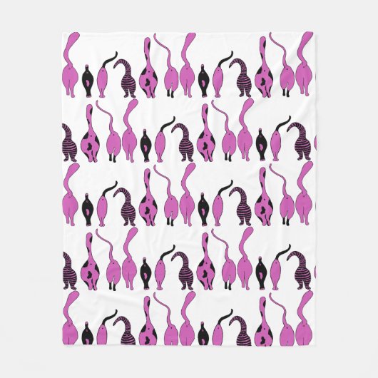 Lila Cat Hintern Muster Fleecedecke (Vorderseite)
