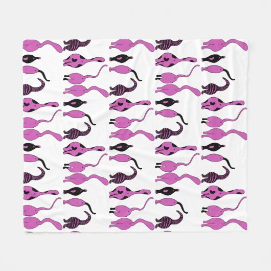 Lila Cat Hintern Muster Fleecedecke (Vorderseite (Horizontal))