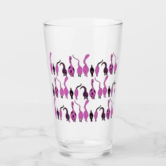 Lila Cat Hintern Muster Glas (Vorderseite)