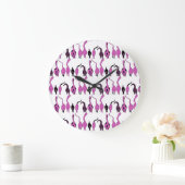 Lila Cat Hintern Muster Große Wanduhr (Zuhause)