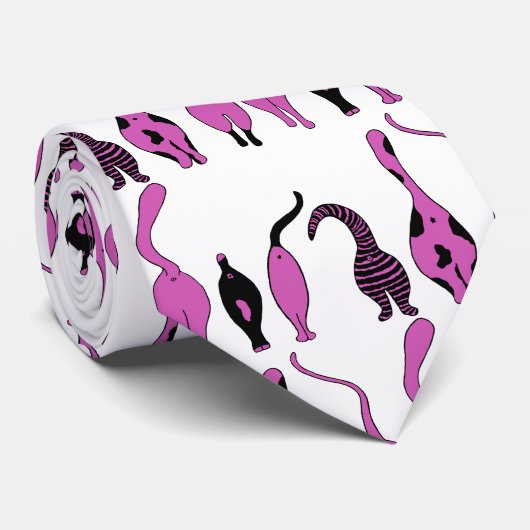 Lila Cat Hintern Muster Krawatte (Gerollt)