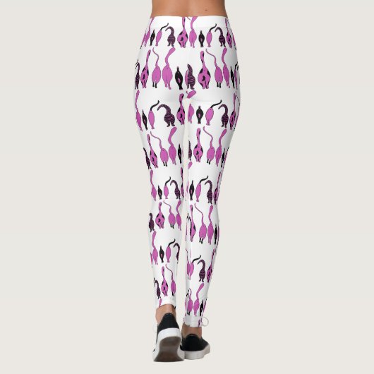 Lila Cat Hintern Muster Leggings (Rückseite)
