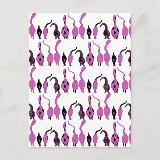 Lila Cat Hintern Muster Postkarte (Vorderseite)