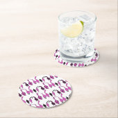 Lila Cat Hintern Muster Runder Pappuntersetzer (Vor Ort)