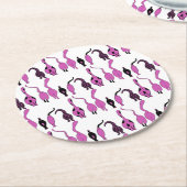 Lila Cat Hintern Muster Runder Pappuntersetzer (Angewinkelt)