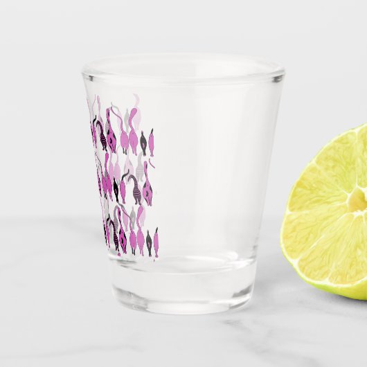Lila Cat Hintern Muster Schnapsglas (Rechts)