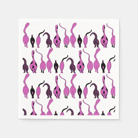 Lila Cat Hintern Muster Serviette (Vorderseite)