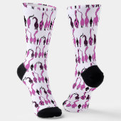 Lila Cat Hintern Muster Socken (Gewinkelt)