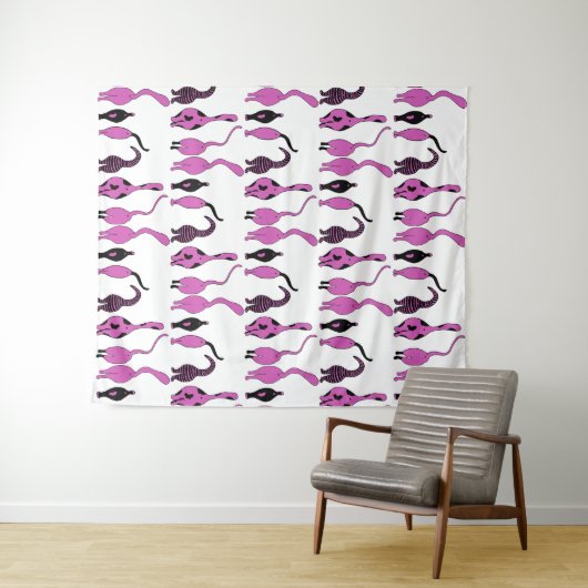 Lila Cat Hintern Muster Wandteppich (Beispiel (Horizontal))