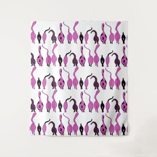 Lila Cat Hintern Muster Wandteppich (Vorderseite)