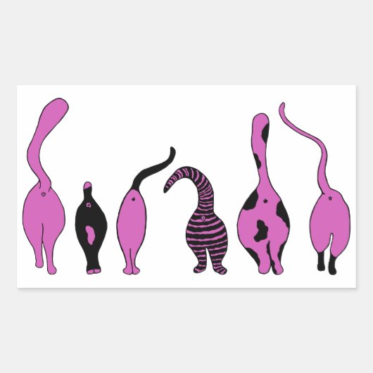 Lila Cat-Hintern Rechteckiger Aufkleber (Vorderseite)