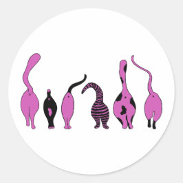 Lila Cat-Hintern Runder Aufkleber