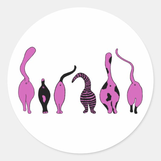 Lila Cat-Hintern Runder Aufkleber (Vorderseite)