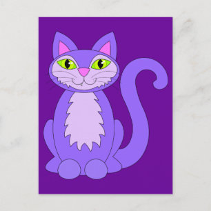 Lila Cat Niedlich Snaggletooth Kitty Postcard Postkarte