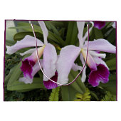 Lila Cattleya Orchias Floral Große Geschenktüte (Rückseite)