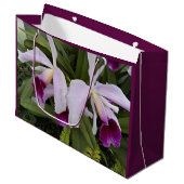 Lila Cattleya Orchias Floral Große Geschenktüte (Vorderseite Schrägansicht)