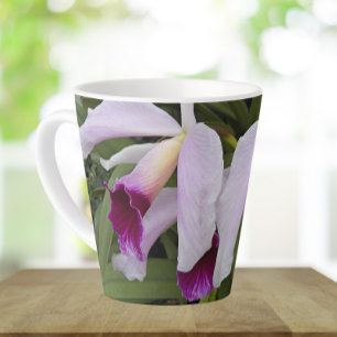 Lila Cattleya Orchias Floral Milchtasse