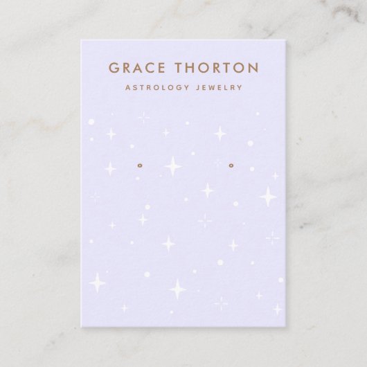 Lila Celestial Boho Stars Earring Display Visitenkarte (Vorderseite)