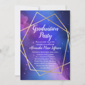 Lila Celestial Geometric Gold Graduation Party Einladung (Vorderseite)
