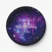 Lila Celestial Monogram Birthday Pappteller (Vorderseite)