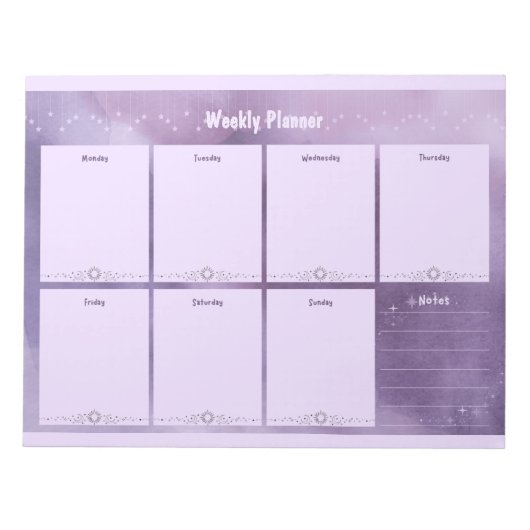 Lila Celestial Weekly Planner - Stilvoll Notizblock (Vorderseite)