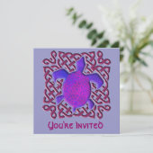Lila Celtic Knot Turtle Einladungen (Stehend Vorderseite)