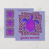 Lila Celtic Knot Turtle Einladungen (Vorne/Hinten)