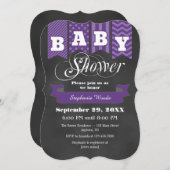 Lila Chalkboard Flag Baby Dusche einladen Einladung (Vorne/Hinten)