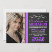 Lila Chalkboard Foto Abschluss Ankündigung (Vorderseite)