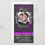 Lila Chalkboard Frohe Weihnachtsfotokarte Feiertagskarte (Vorne/Hinten)