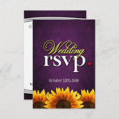 Lila Chalkboard Sonnenblumen Hochzeitskarte RSVP C (Vorne/Hinten)