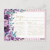 Lila Champagner Brautparty Rezept Karte (Rückseite)
