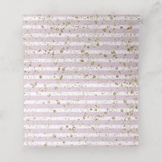 Lila Champagner-Champagner Gold Streifen Platzkarte (Innenseite Aufgefaltet)