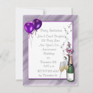 Lila Champagner-Party Einladung