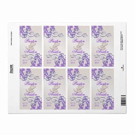 Lila Champagner-Schmucketikett (Vorne)