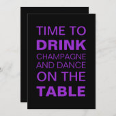 Lila Champagner & Tanz 21. Geburtstag Einladung (Vorne/Hinten)