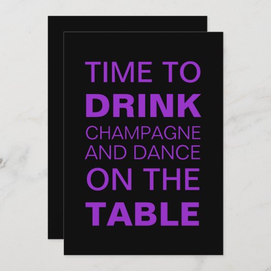 Lila Champagner & Tanz 21. Geburtstag Einladung (Vorne/Hinten)