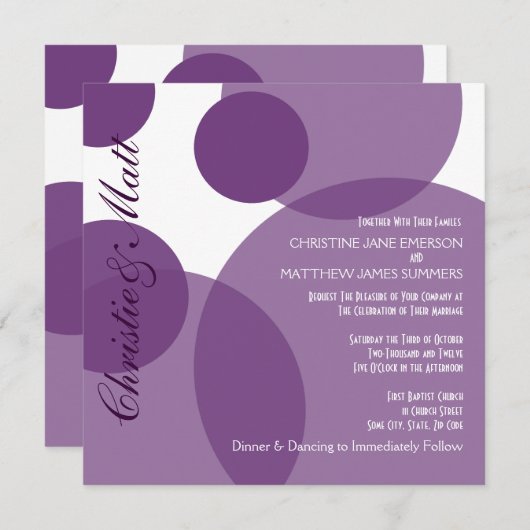 Lila Champagnerbläschen Moderne Einladung zur Hoch (Vorne/Hinten)