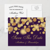 Lila Champagnerblasen Save the Date Postkarte (Vorne/Hinten)