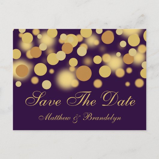 Lila Champagnerblasen Save the Date Postkarte (Vorderseite)