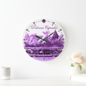 LILA CHARIOT VON SCHWANKEN MIT KUCHEN UND PASTER GROßE WANDUHR (Zuhause)