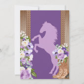 Lila Charra Quinceanera Floral Rustikaler Western Einladung (Rückseite)