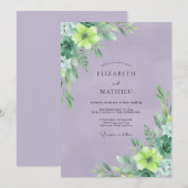 Lila Chartreuse Blätterhochzeit Einladung (Vorne/Hinten)