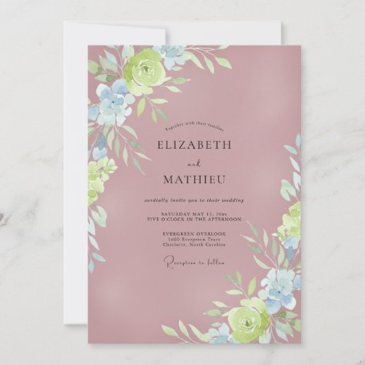 Lila Chartreuse Gemalte Hochzeit Einladung (Vorderseite)