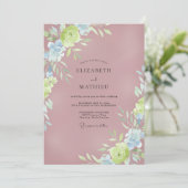 Lila Chartreuse Gemalte Hochzeit Einladung (Stehend Vorderseite)