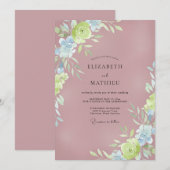Lila Chartreuse Gemalte Hochzeit Einladung (Vorne/Hinten)