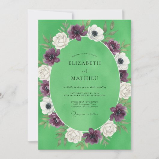 Lila Chartreuse Gemalte Hochzeit Einladung (Vorderseite)