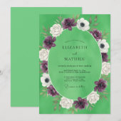 Lila Chartreuse Gemalte Hochzeit Einladung (Vorne/Hinten)