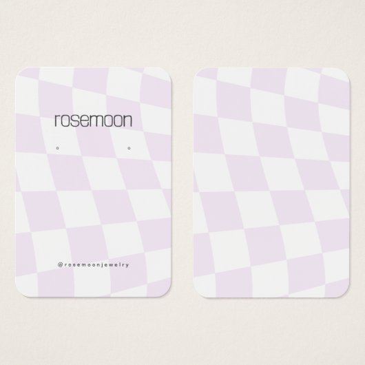 Lila Checked Earring Display Card (Vorne & Hinten)